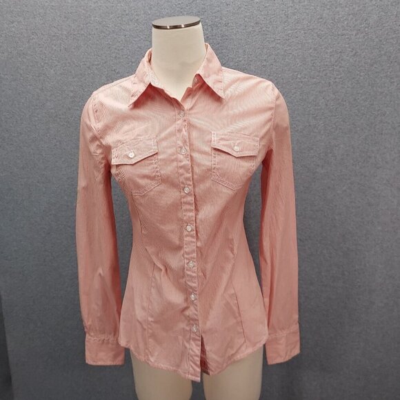Cutter & Buck NWT Women's Orange striped S Long Sleeve Button Down - Picture 1 of 11